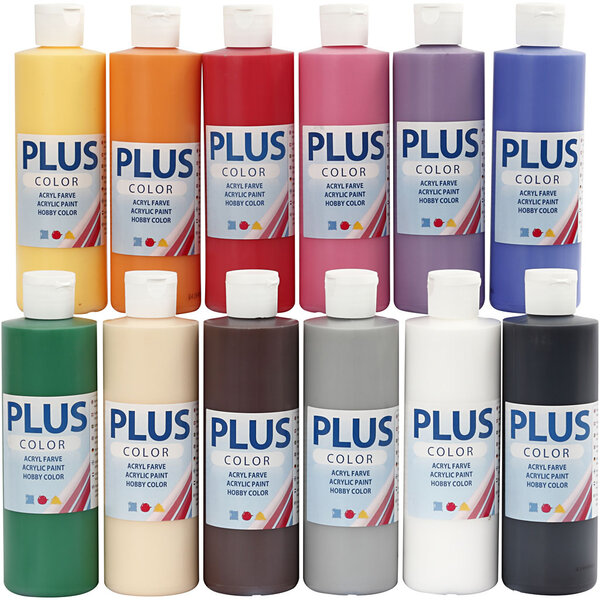 Plus Color Plus Color Acrylverf, standaardkleuren, 12x250 ml/ 1 doos
