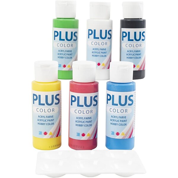 Plus Color Plus Color Acrylverf, primair kleuren, 6x60 ml/ 1 doos
