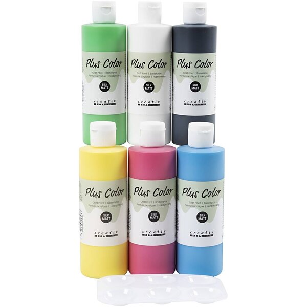 Plus Color Plus Color Acrylverf, primair kleuren, 6x250 ml/ 1 doos