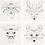 Canvas met print, dieren, afm 20x20 cm, 280 gr, wit, 4 stuk/ 1 doos