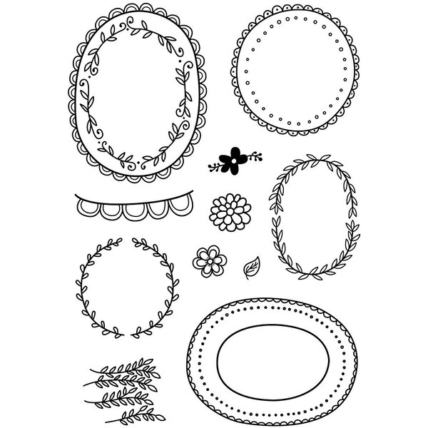 Creativ Company Silicone stempels, lijsten met blad, vel 11x15,5 cm, 1 vel
