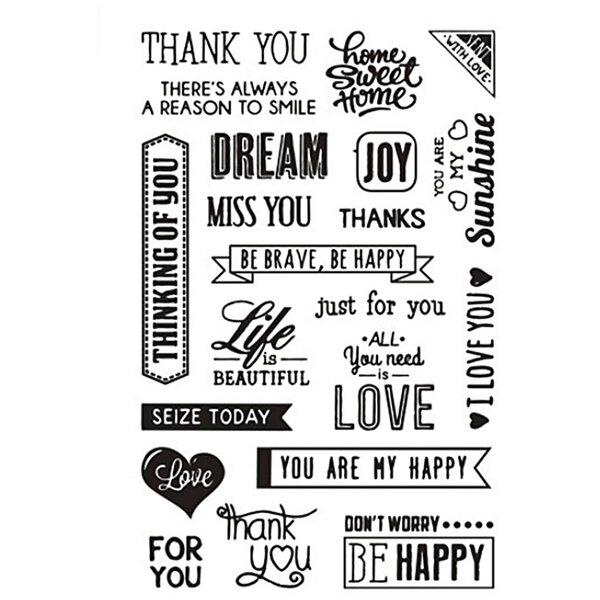 Creativ Company Silicone stempels, Engelse tekst, vel 11x15,5 cm, 1 vel