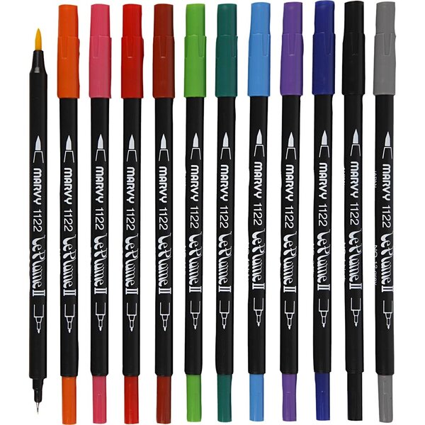 Le Plume II Markers, sterke kleuren, 12 stuk/ 1 doos