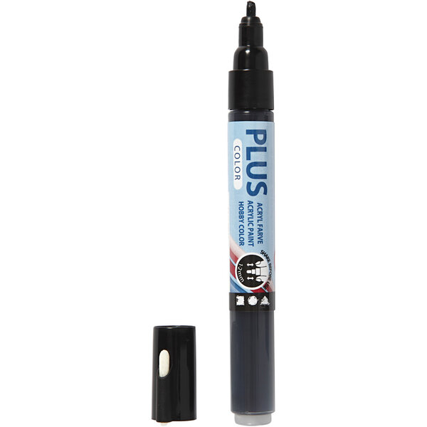 Plus Color Plus Color Marker, L: 14,5 cm, lijndikte 1-2 mm, zwart, 5,5 ml, 1 stuk