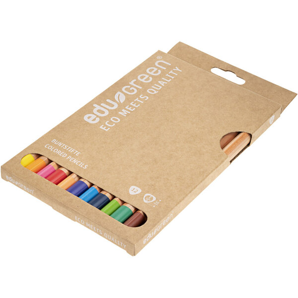 EDU3 Edugreen Jumbo Kleurpotloden, dikte 10 mm, vulling 5 mm, diverse kleuren, 12 stuk/ 1 doos