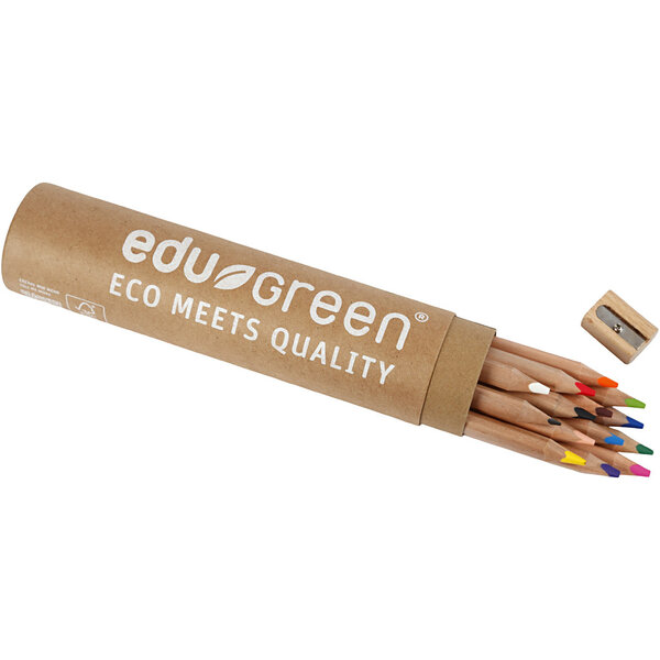 EDU3 Edugreen Jumbo Kleurpotloden, vulling 5 mm, diverse kleuren, 12 stuk/ 1 doos