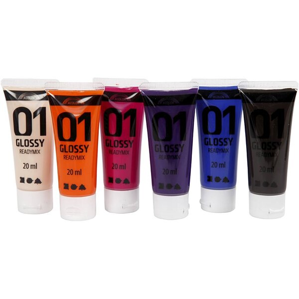 Creativ Company Acrylverf Glossy, extra kleuren, 6x20 ml/ 1 doos