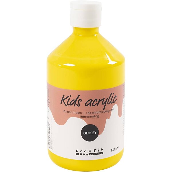 Creativ Company Acrylverf Glossy, primair geel, 500 ml/ 1 fles