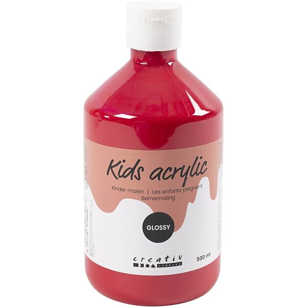 Creativ Company Acrylverf Glossy, primair rood, 500 ml/ 1 fles