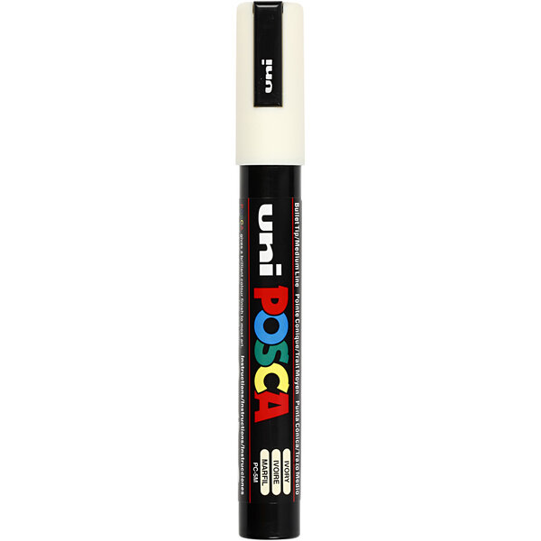 Uni-Posca Posca Marker, afm PC-5M, lijndikte 2,5 mm, medium, ivoor, 1 stuk