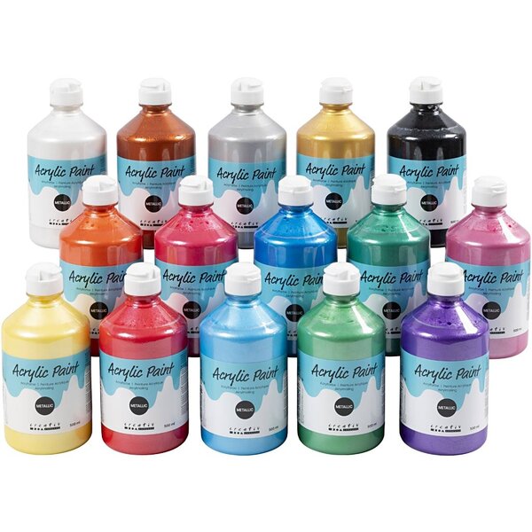 A-color Acrylverf Metallic, metallic, diverse kleuren, 15x500 ml/ 1 doos