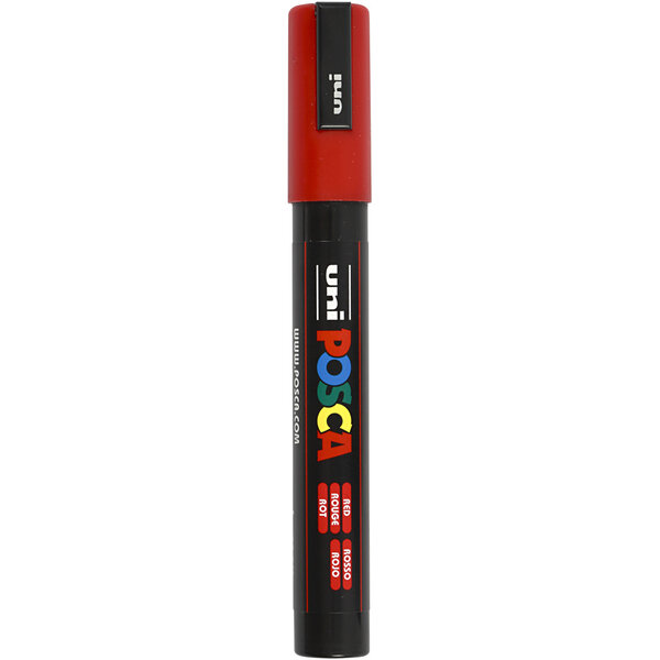 Uni-Posca Posca Marker, afm PC-5M, lijndikte 2,5 mm, medium, rood, 1 stuk