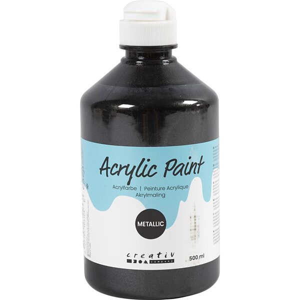 A-color Acrylverf Metallic, metallic, zwart, 500 ml/ 1 fles