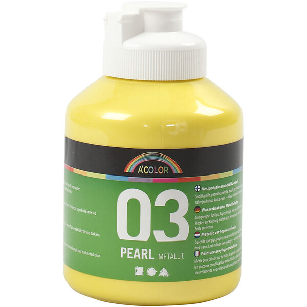 A-color Acrylverf Metallic, metallic, geel, 500 ml/ 1 fles