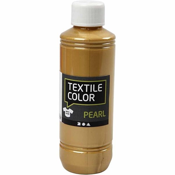Creativ Company Textielkleur, parelmoer, goud, 250 ml/ 1 fles