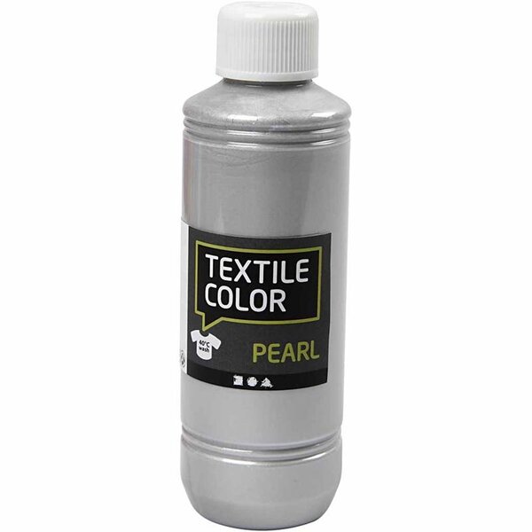 Creativ Company Textielkleur, parelmoer, zilver, 250 ml/ 1 fles