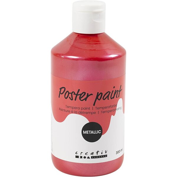 Creativ Company Tempera Verf Metallic , rood, 300 ml/ 1 doos