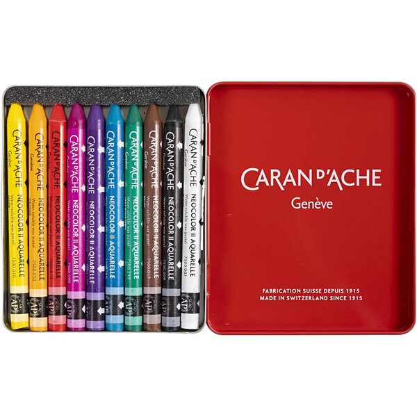 Caran Dache CARAN D’ACHE Neocolor II, L: 10 cm, dikte 8,5 mm, diverse kleuren, 10 stuk/ 1 doos