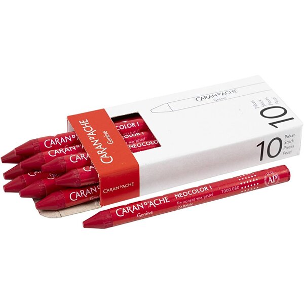 Caran Dache CARAN D’ACHE Neocolor I, L: 10 cm, dikte 8,5 mm, carmine (080), 10 stuk/ 1 doos