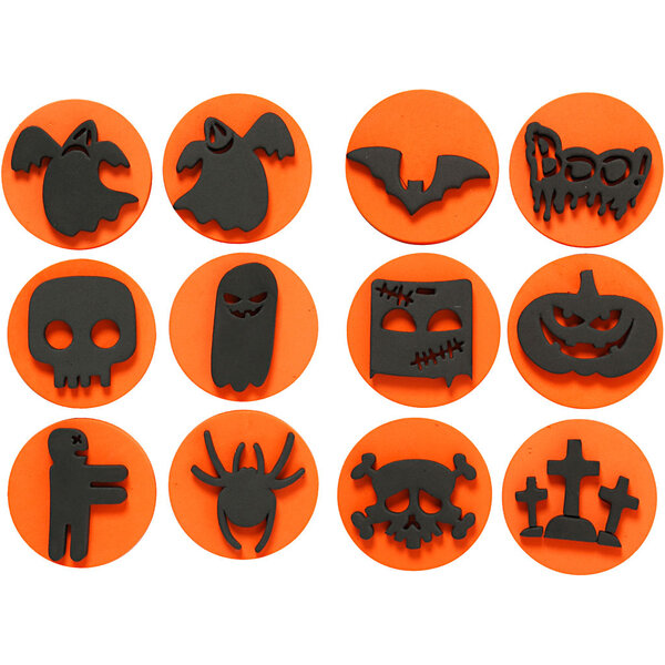 Creativ Company Foam stempels, Halloween, d 7,5 cm, dikte 2,5 cm, 6 stuk/ 1 doos