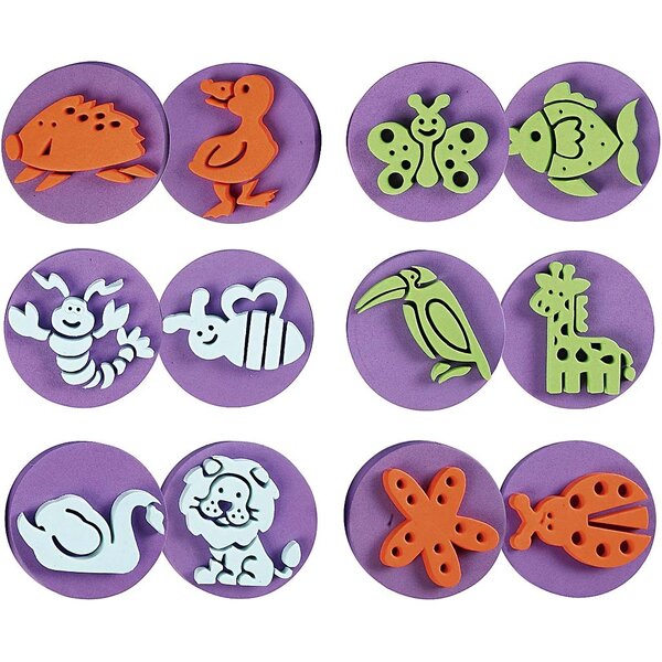 Creativ Company Foam stempels, dieren, d 7,5 cm, dikte 2,5 cm, 6 stuk/ 1 doos
