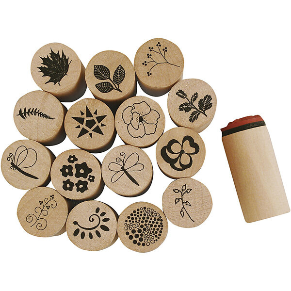Creativ Company Deco Art Stempels, bloemen en bladeren, H: 26 mm, d 20 mm, 15 stuk/ 1 doos