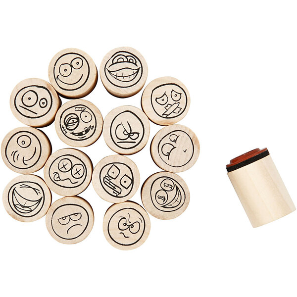 Creativ Company Deco Art Stempels, smiley, H: 26 mm, d 20 mm, 15 stuk/ 1 doos
