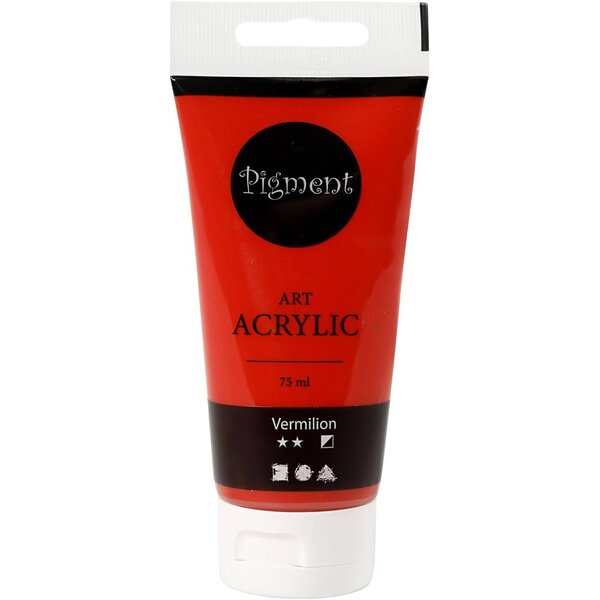 Creativ Company Acryl Verf, semi-glanzend, semi-dekkend, primair rood, 75 ml/ 1 fles