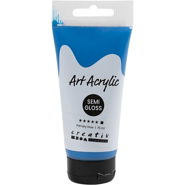 Creativ Company Acryl Verf, semi-glanzend, dekkend, primair blauw, 75 ml/ 1 fles