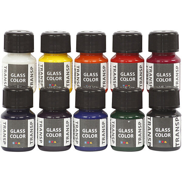 Creativ Company Glass Color Transparent, diverse kleuren, 10x30 ml/ 1 doos