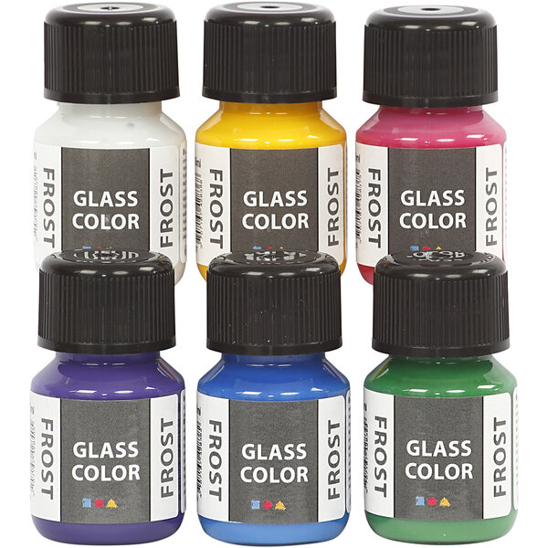 Creativ Company Glass Color Frost, diverse kleuren, 6x30 ml/ 1 doos