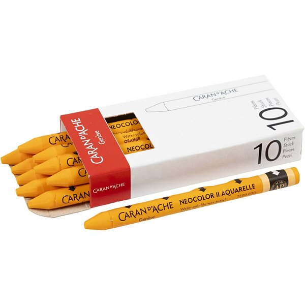 Caran Dache CARAN D’ACHE Neocolor II, L: 10 cm, dikte 8,5 mm, orange (030), 10 stuk/ 1 doos