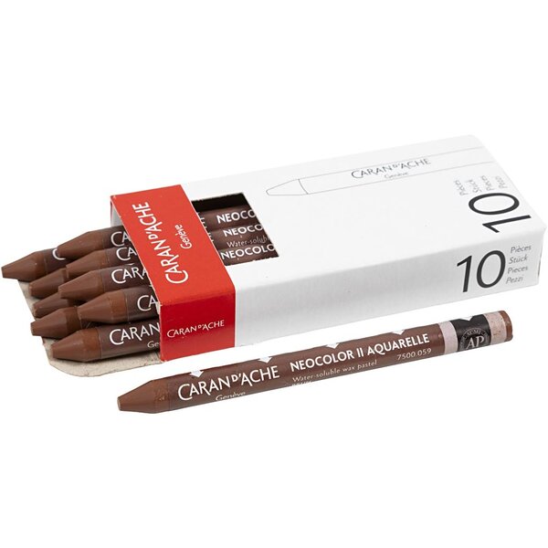 Caran Dache CARAN D’ACHE Neocolor II, L: 10 cm, dikte 8,5 mm, brown (059), 10 stuk/ 1 doos