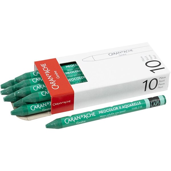 Caran Dache CARAN D’ACHE Neocolor II, L: 10 cm, dikte 8,5 mm, emerald green (210), 10 stuk/ 1 doos