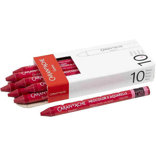 Caran Dache CARAN D’ACHE Neocolor II, L: 10 cm, dikte 8,5 mm, carmine (080), 10 stuk/ 1 doos