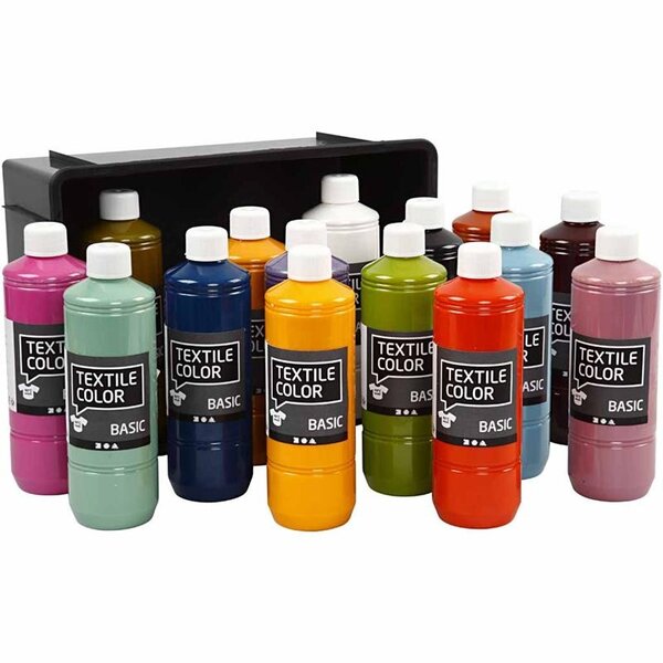 Creativ Company Textielkleur, diverse kleuren, 15x500 ml/ 1 doos