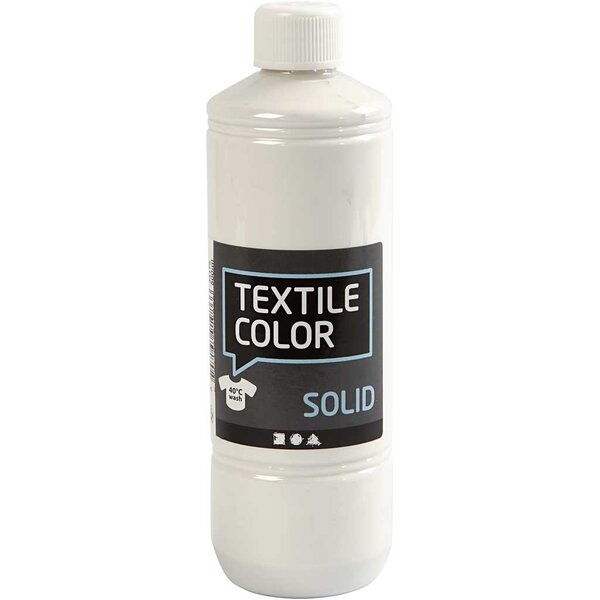 Creativ Company Textielkleur, dekkend, dek wit, 500 ml/ 1 fles