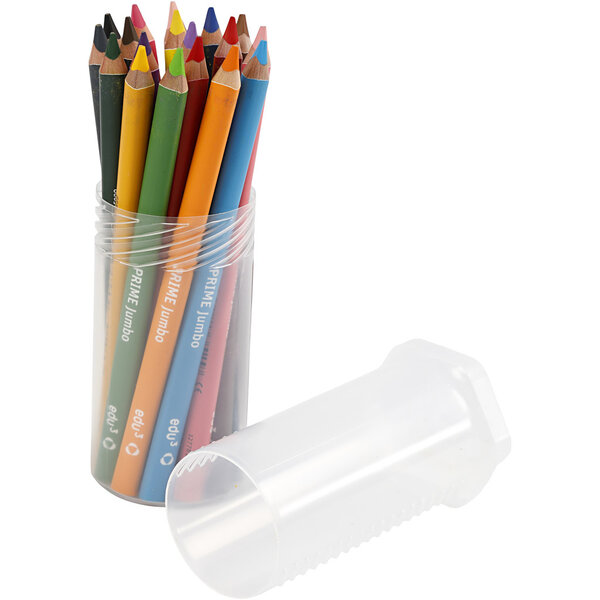 EDU3 Edu Jumbo Kleurpotlood, dikte 10 mm, vulling 6,25 mm, diverse kleuren, 18 stuk/ 1 doos