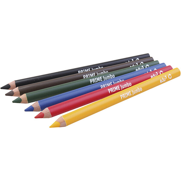 EDU3 Edu Jumbo Kleurpotlood, dikte 10 mm, vulling 6,25 mm, diverse kleuren, 6 stuk/ 1 doos