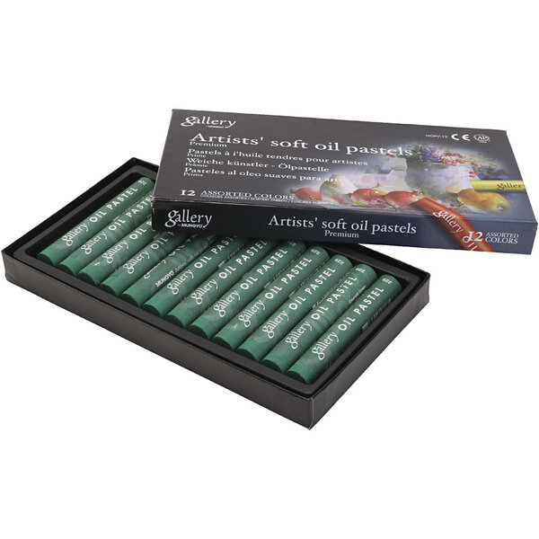Gallery Oliepastel, L: 7 cm, d 11 mm, dikte 11 mm, emerald green, 12 stuk/ 1 doos