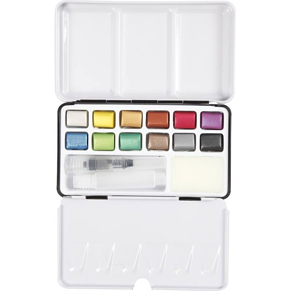 Creativ Company Art Aquarelverf, metallic kleuren, 12 kleur/ 1 doos