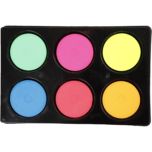 Colortime Waterverf, H: 16 mm, d 44 mm, neon kleuren, 1 doos