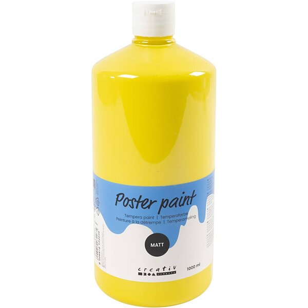 Creativ Company Tempera Verf Mat, primair geel, 1000 ml/ 1 fles
