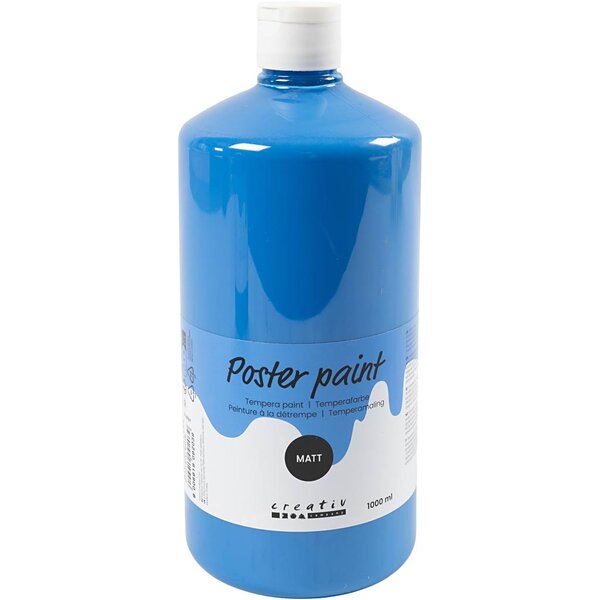Creativ Company Tempera Verf Mat, primair blauw, 1000 ml/ 1 fles