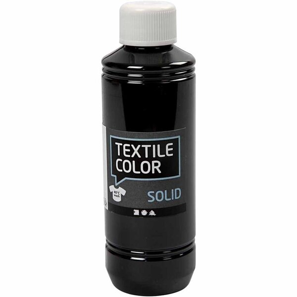 Creativ Company Textielkleur, dekkend, zwart, 250 ml/ 1 fles