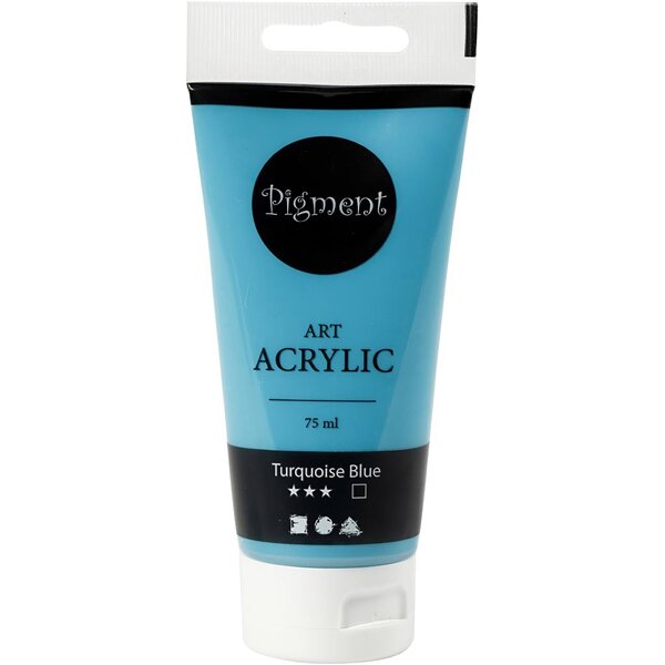 Creativ Company Acryl Verf, semi-glanzend, dekkend, turquoise blue, 75 ml/ 1 fles