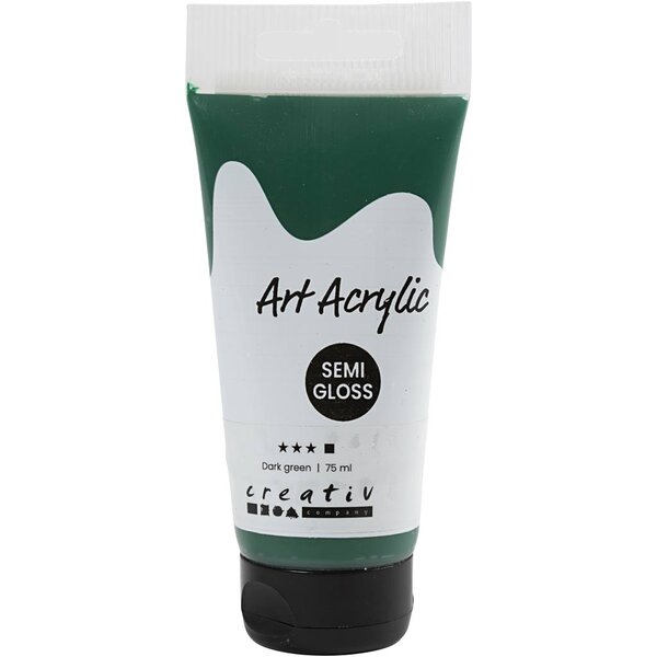 Creativ Company Acryl Verf, semi-glanzend, dekkend, donkergroen, 75 ml/ 1 fles