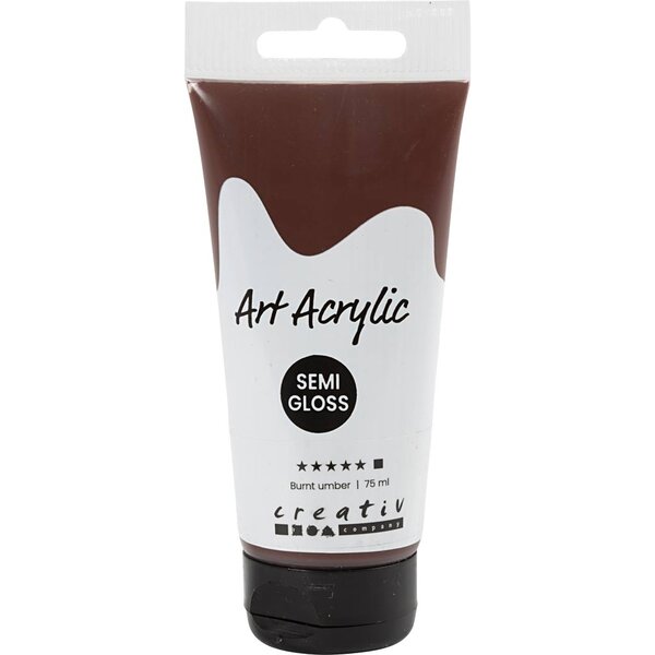 Creativ Company Acryl Verf, semi-glanzend, dekkend, burnt umber, 75 ml/ 1 fles