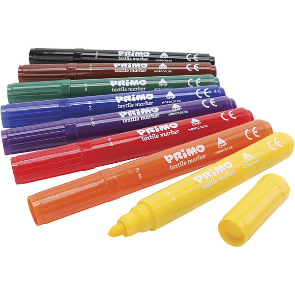 PRIMO PRIMO Textielstiften, diverse kleuren, 8 stuk/ 1 doos