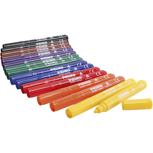 PRIMO PRIMO Textielstiften, diverse kleuren, 12x8 stuk/ 1 doos